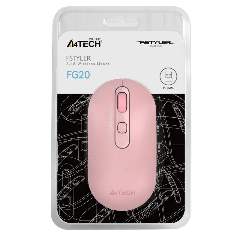 A4 Tech Fg20 Pembe Nano Kablosuz Optik 2000 Dpi Mouse