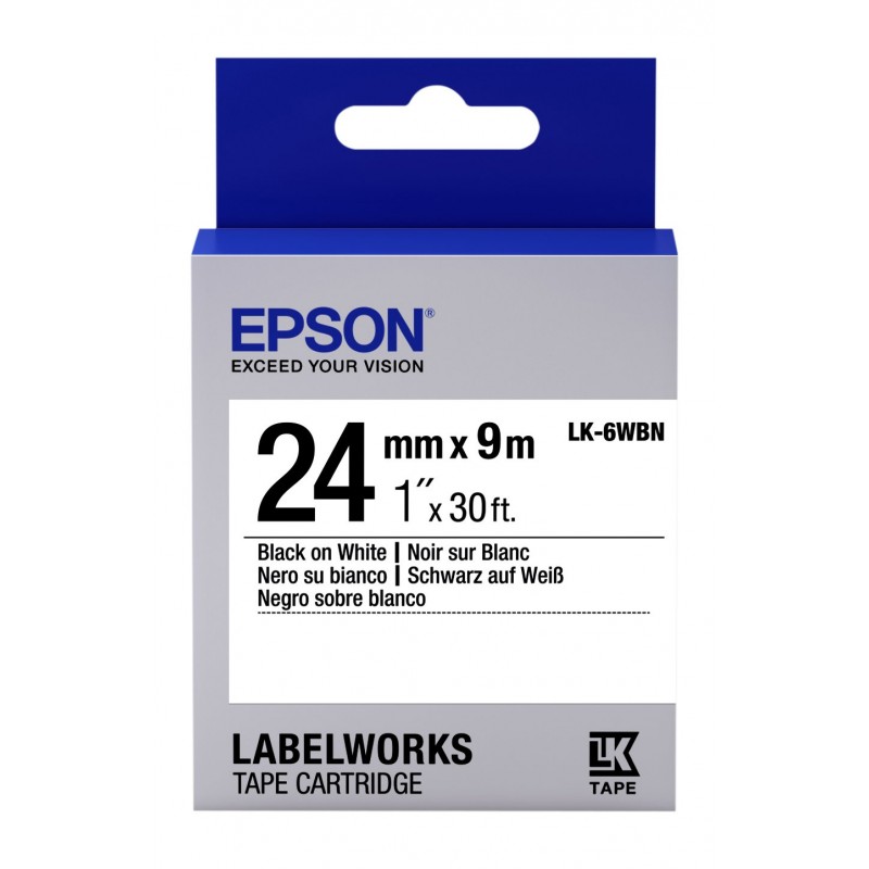 Epson LK-6WBVN Beyaz Üzeri Siyah 24MM 7Metre Etiket