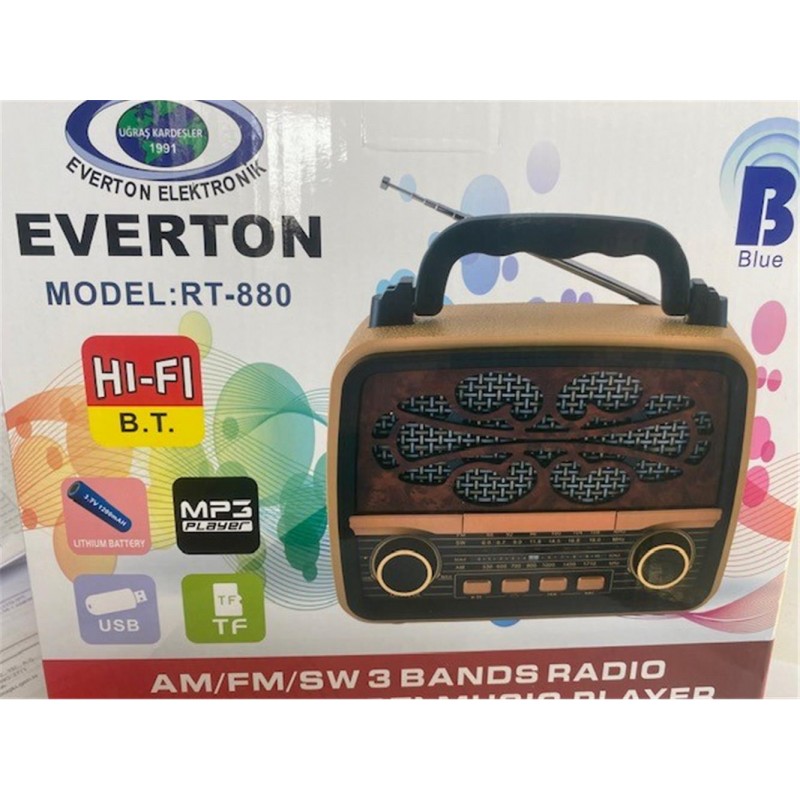 Everton Rt-880 Bluetooth Fm-Usb-Tf-Aux Şarjlı Nostaljik Radyo