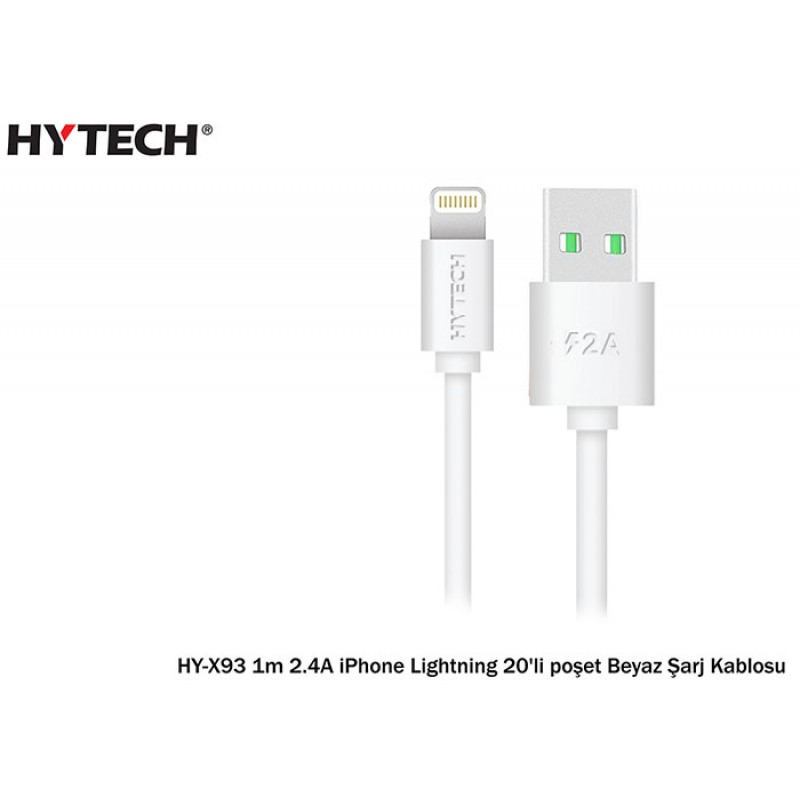 Hytech HY-X93 1m 2.A iPhone Lightning Beyaz Şarj Kablosu