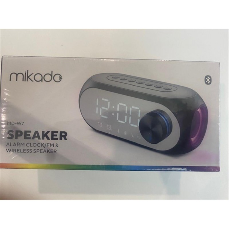 Mikado MD-W7 1200mAh 5W Siyah Bluetooth-Aux-Derece-Usb-FM Double Alarmlı Saat Speaker Speaker