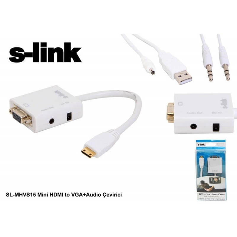 S-link SL-MHVS15 Mini Hdmı Erkek To Vga Dişi Audıo Çevirici