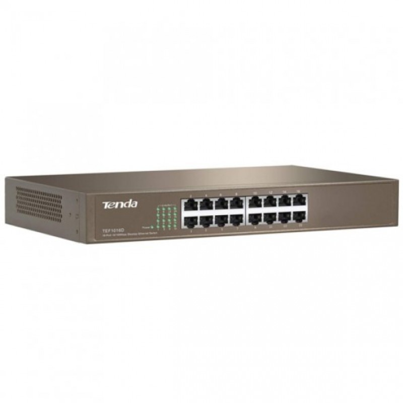 Tenda TEF1016D 16 Port 10-100 Mbps Switch Çelik Kasa Rack Mount