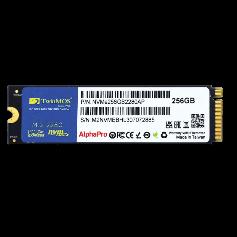 TwinMOS 256GB NVMe256GB2280AP M.2 PCIe Gen3 NVMe SSD (3600-3250Mb-s) TLC 3DNAND Ssd Disk