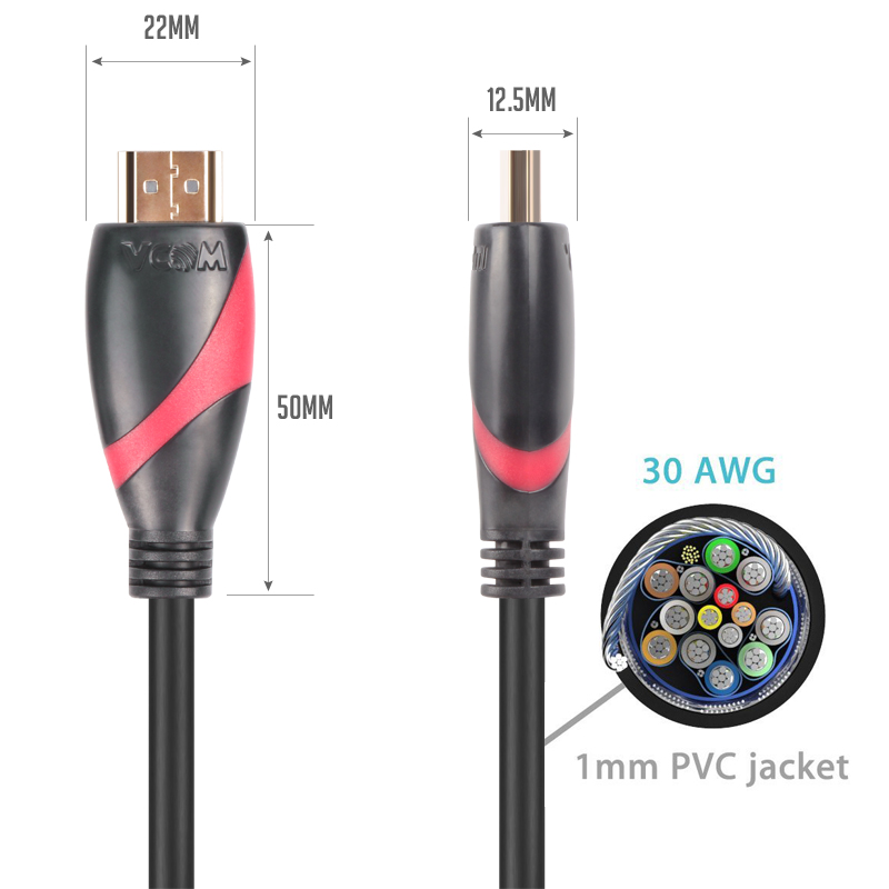 Vcom CG525-R-20.0 Siyah 20MT 1.4V Hdmi-M-Hdmi-M Kablo