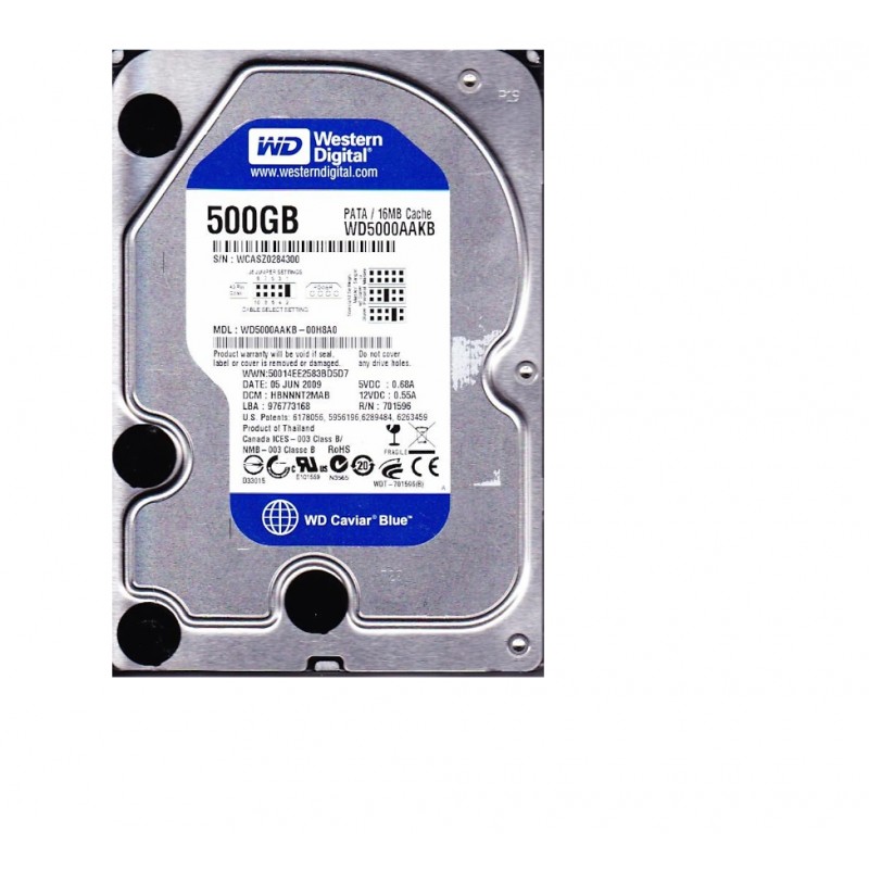 Wd 500GB 3.5" Ide 500GB 7200RPM 16MB WD5000AAKB (Eski Tip IDE) Harddisk