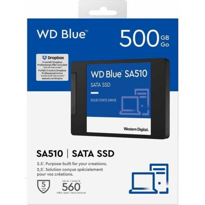 Wd 500GB Blue WDS500G3B0A 2.5" 560MB-530MB-S Sata SSD Harddisk